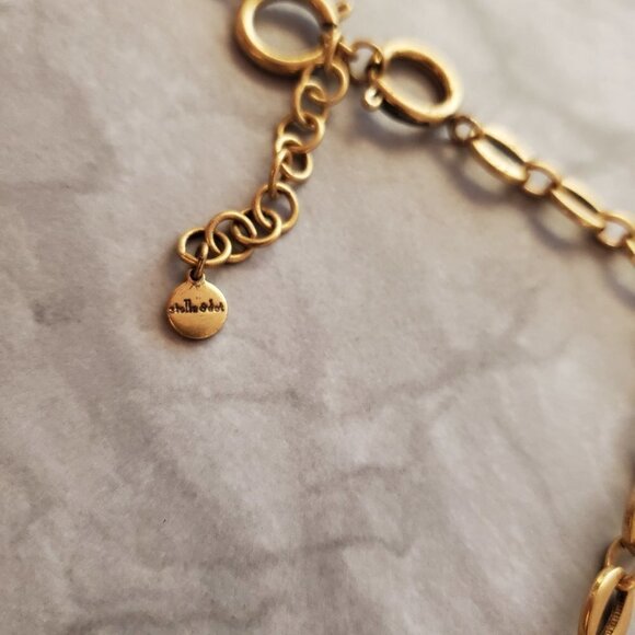 🎀 Stella and Dot Hot Neon Rhinestones Crystals Vintage Antiqued Gold Statement - Picture 12 of 13